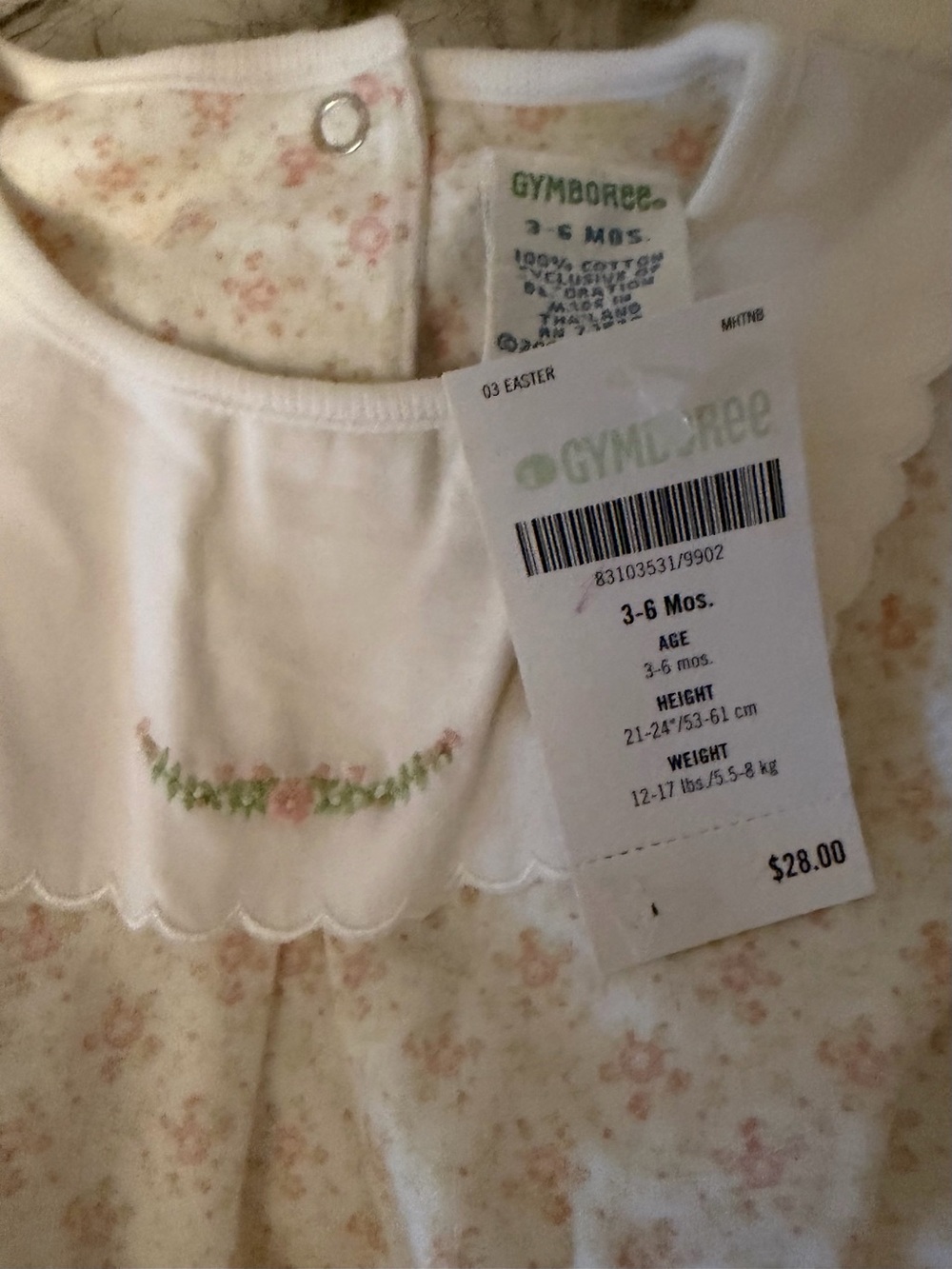 NWT Gymboree Cream Romper with Pink Floral Print - Picture 4 of 4